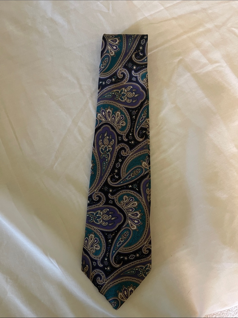 Black, Teal, Green & Purple Paisley Necktie